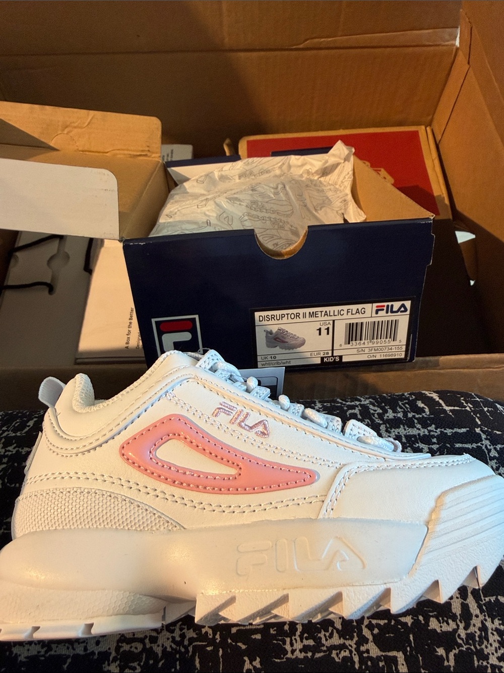 Fila White Sneaker with Pink Accents